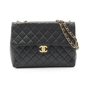 Chanel Matelasse Single Flap Shoulder Bag Lambskin Leather Black